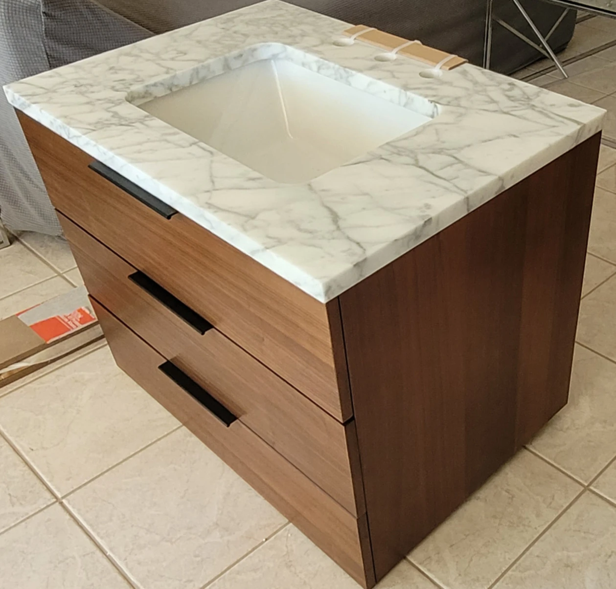 30 inch new vanity with Carrara marble top. - photo 2