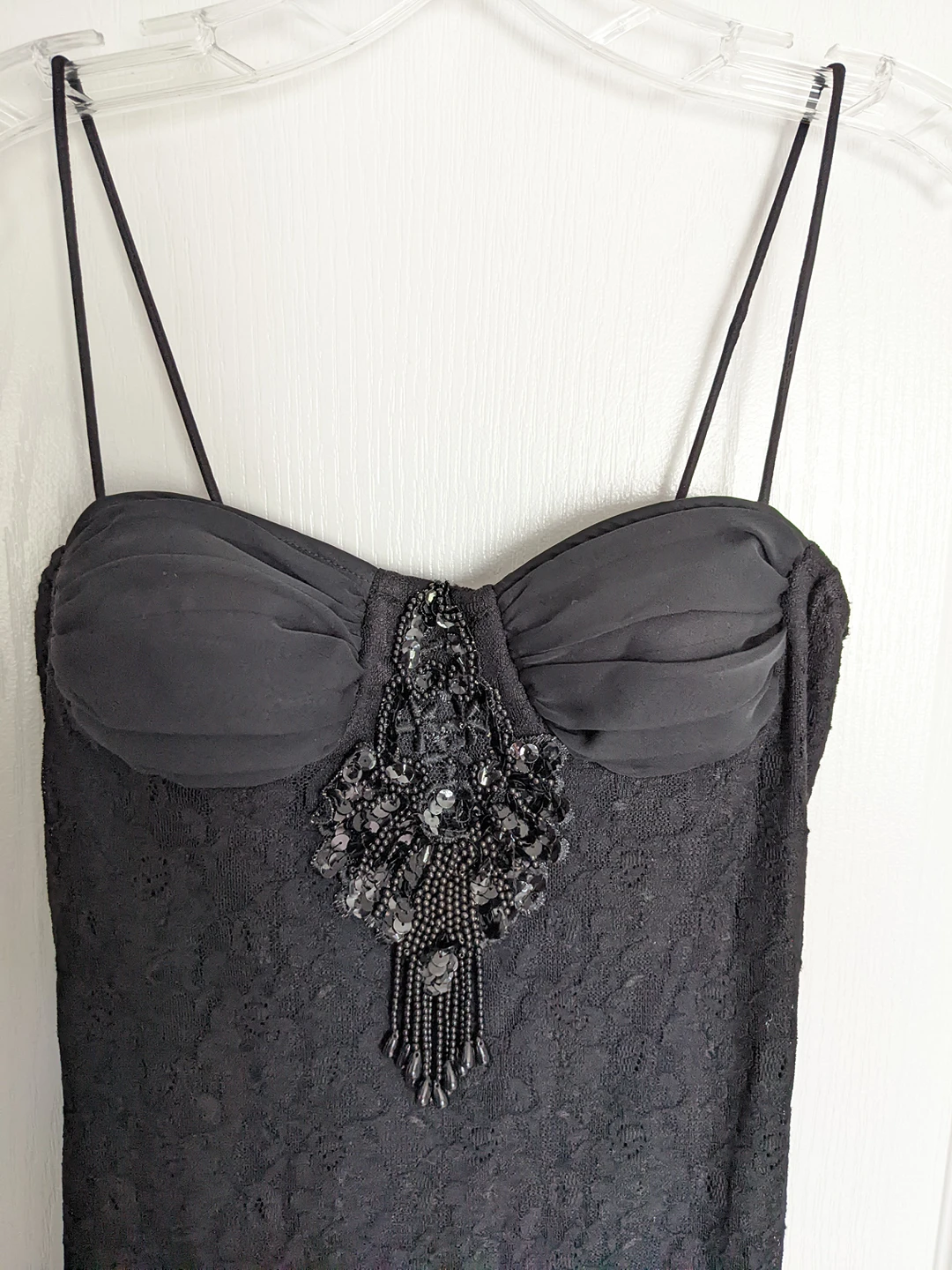 Lori Ann Montreal Black Floral lace long Dress image indicator(2)