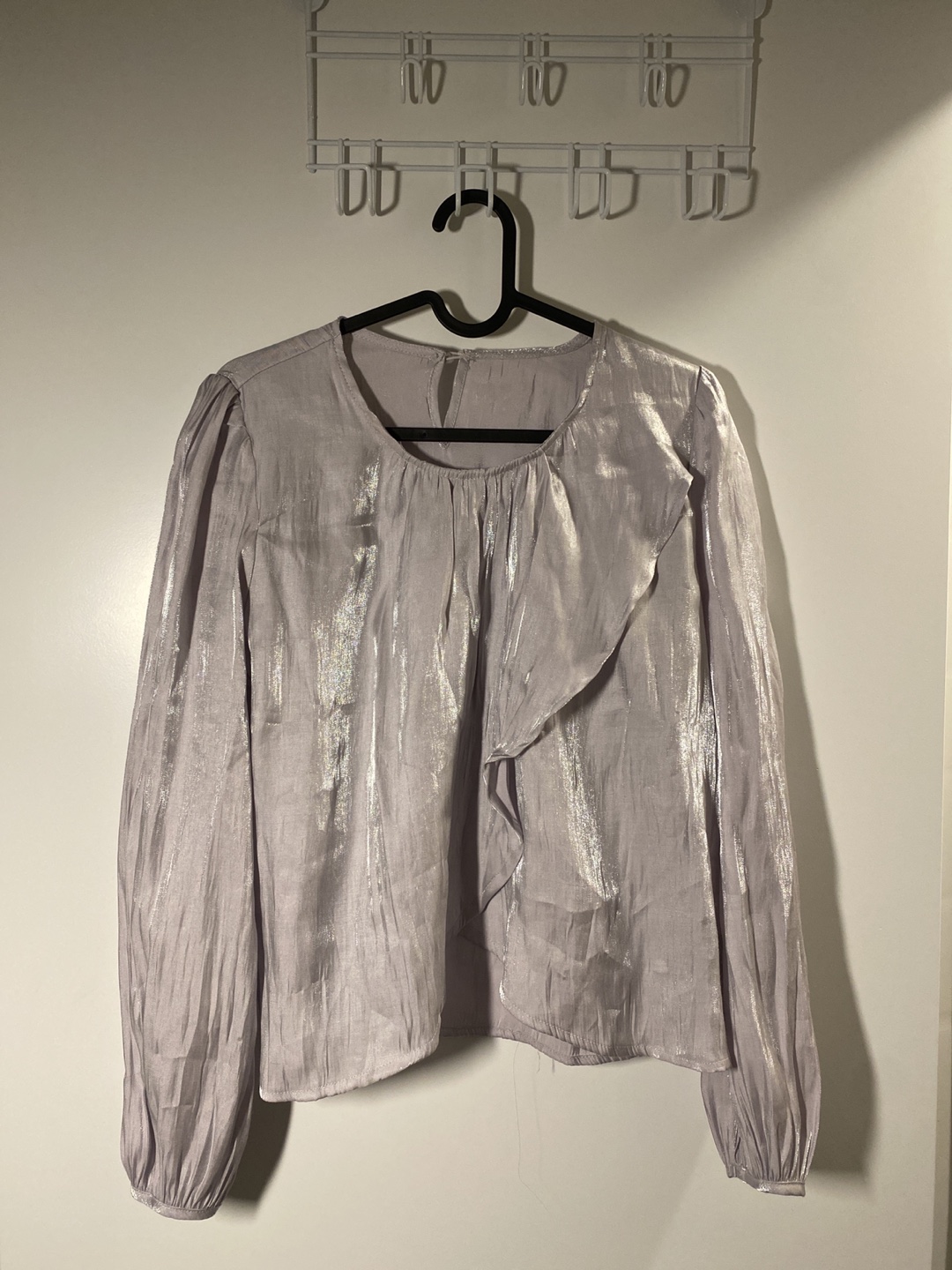 Sheer gray blue blouse thumbnail