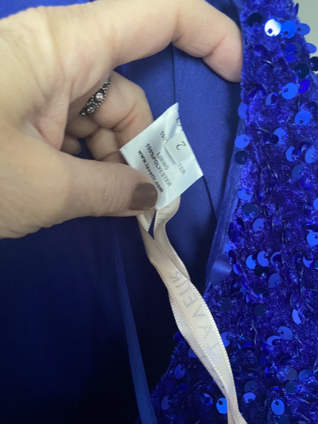 New, Royal Blue, sequin dress with side slit, low back - photo 4