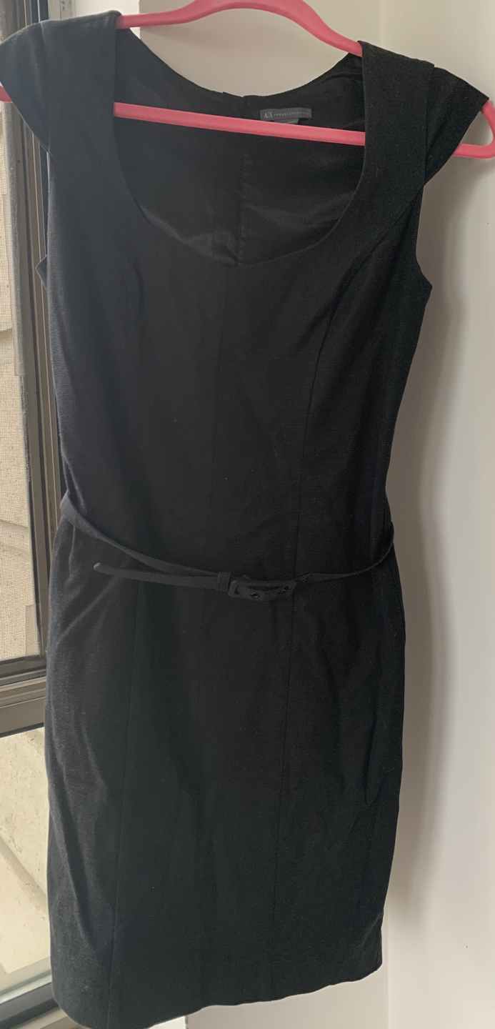 Armani Exchange Black Form fitted Dress with cap sleeve thumbnail