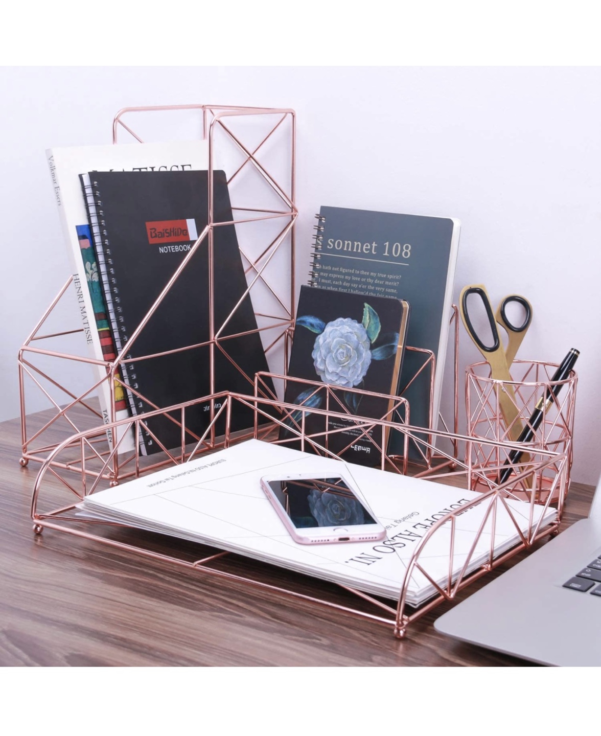 4 piece rose gold office desk set - photo 4