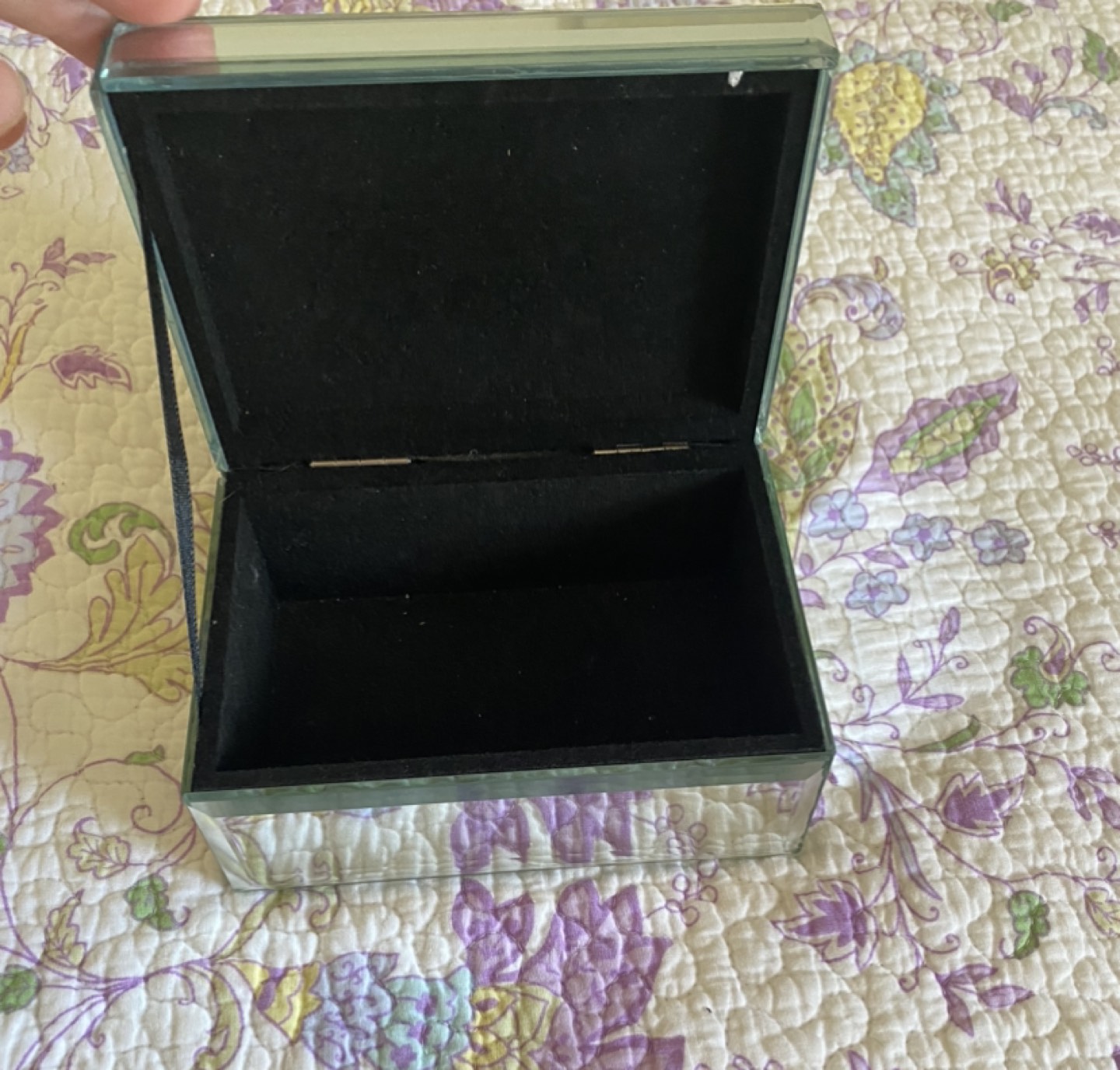 Mirror jewelry box, black velvet interior - photo 2