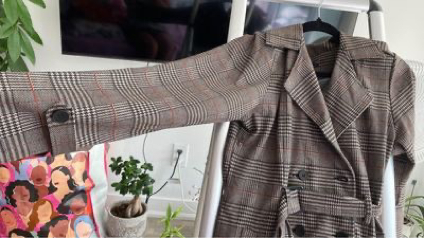 Women’s grey checked padded jacket - photo 2
