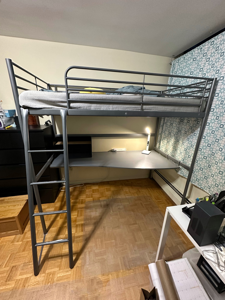 ikea twin size loft bed frame with desk top - photo 2