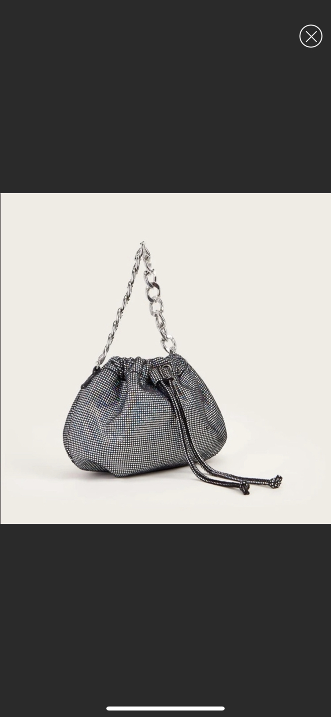 Drawstring design rhinestone chain bag