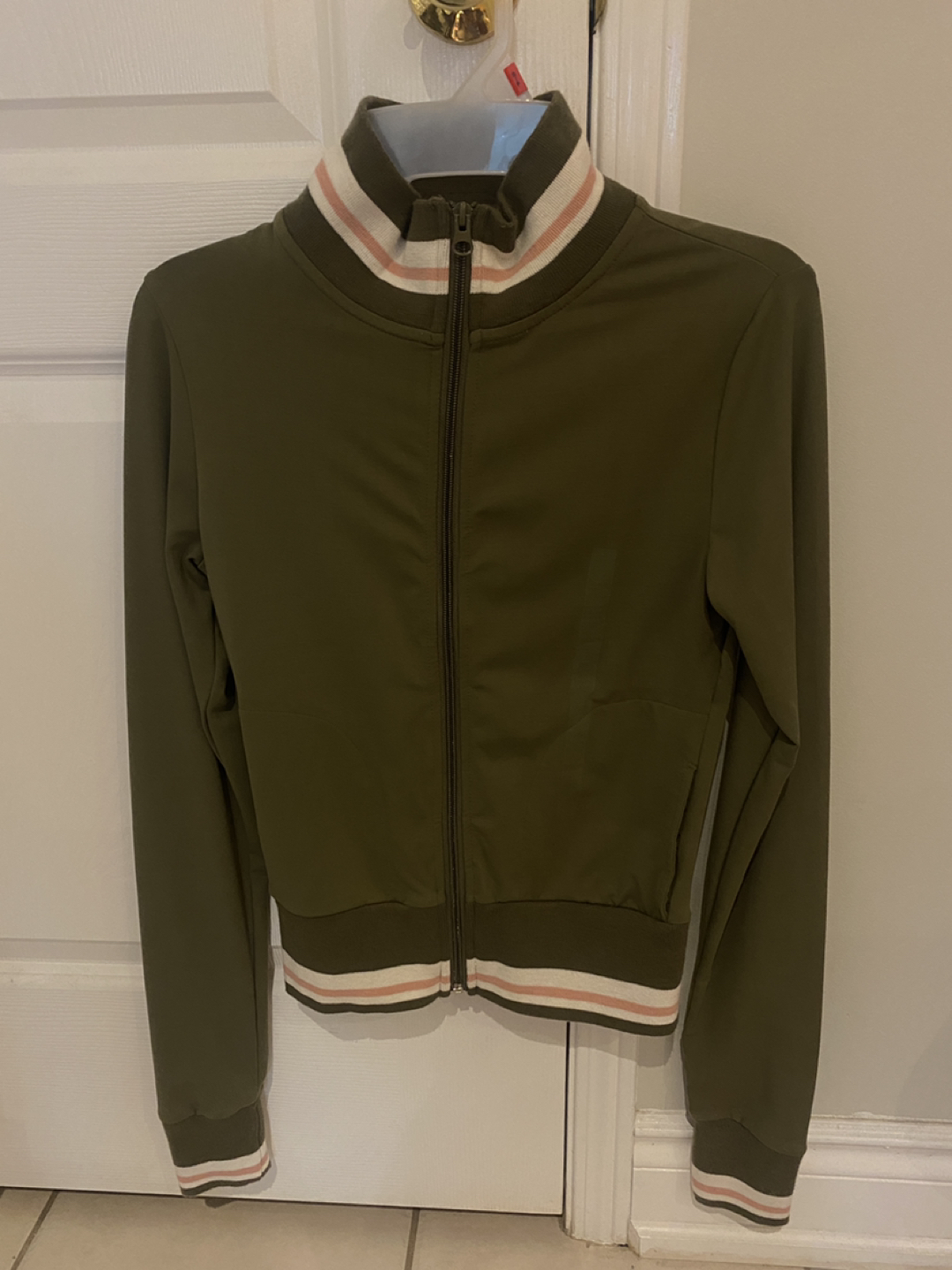 Olive green workout jacket #freecycle thumbnail