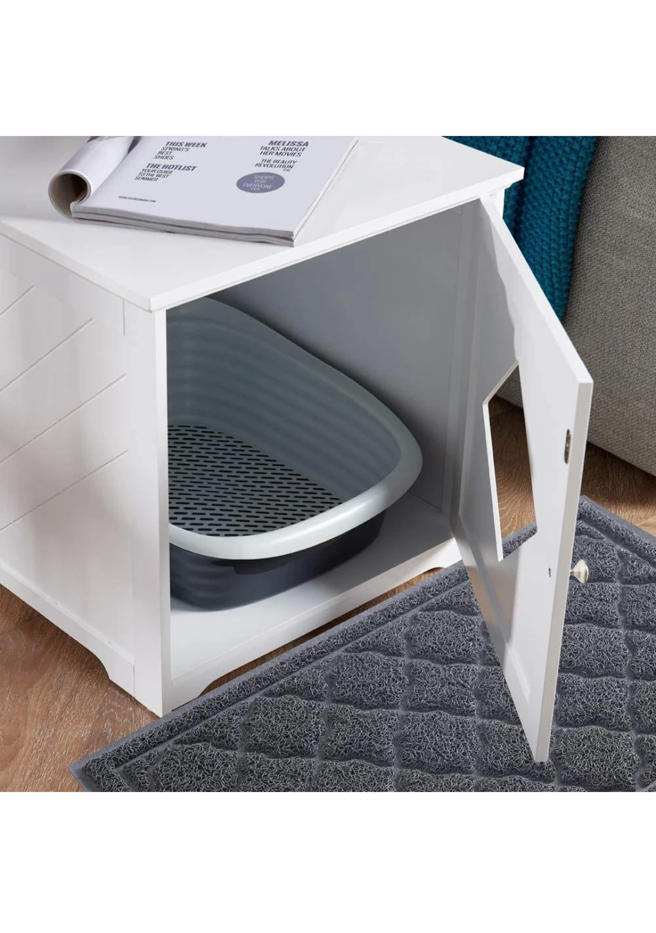 unipaws Cat Litter Box Enclosure with Mat - Unboxed - photo 4