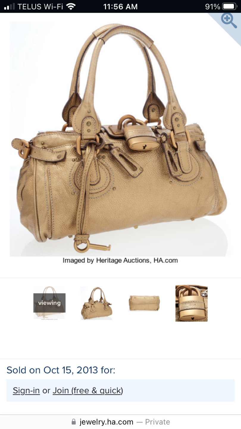 CHLOE metallic gold Paddington handbag-AUTHENTIC thumbnail