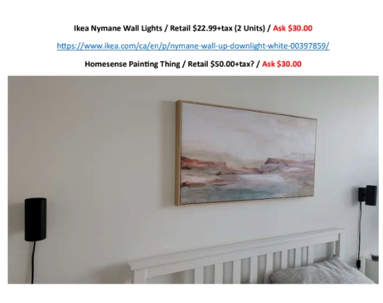 MOVING SALE: Wall Lights: Ikea Nymane Wall Lights