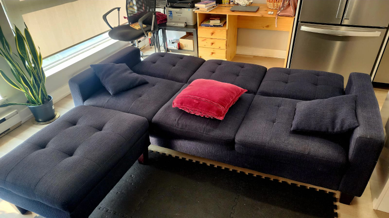 sectional sofa with ottoman in denim blue - photo 5