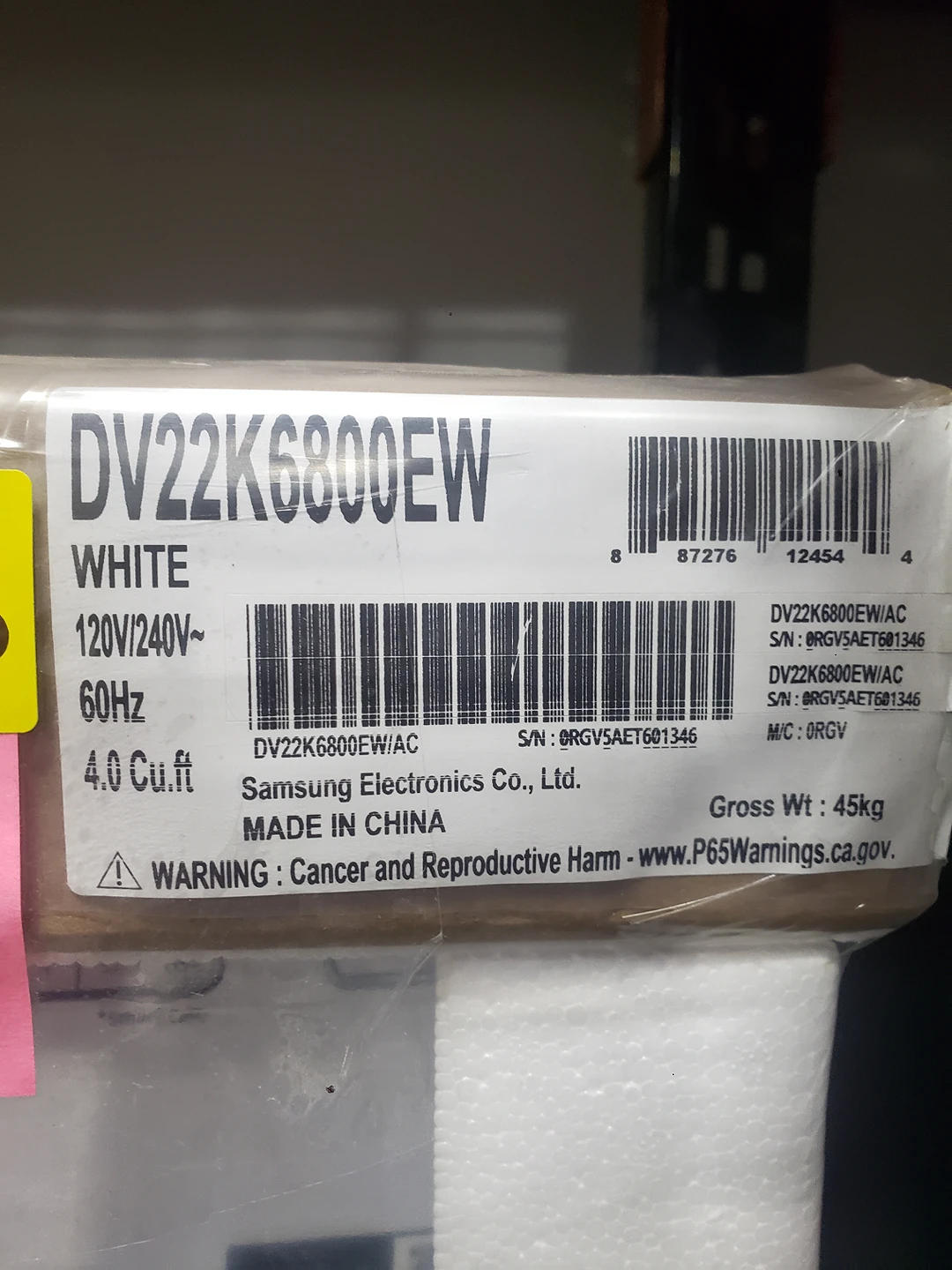 WHITE COLOUR SAMSUNG DRYER FOR ONLY $719.99 NO TAX image indicator(3)