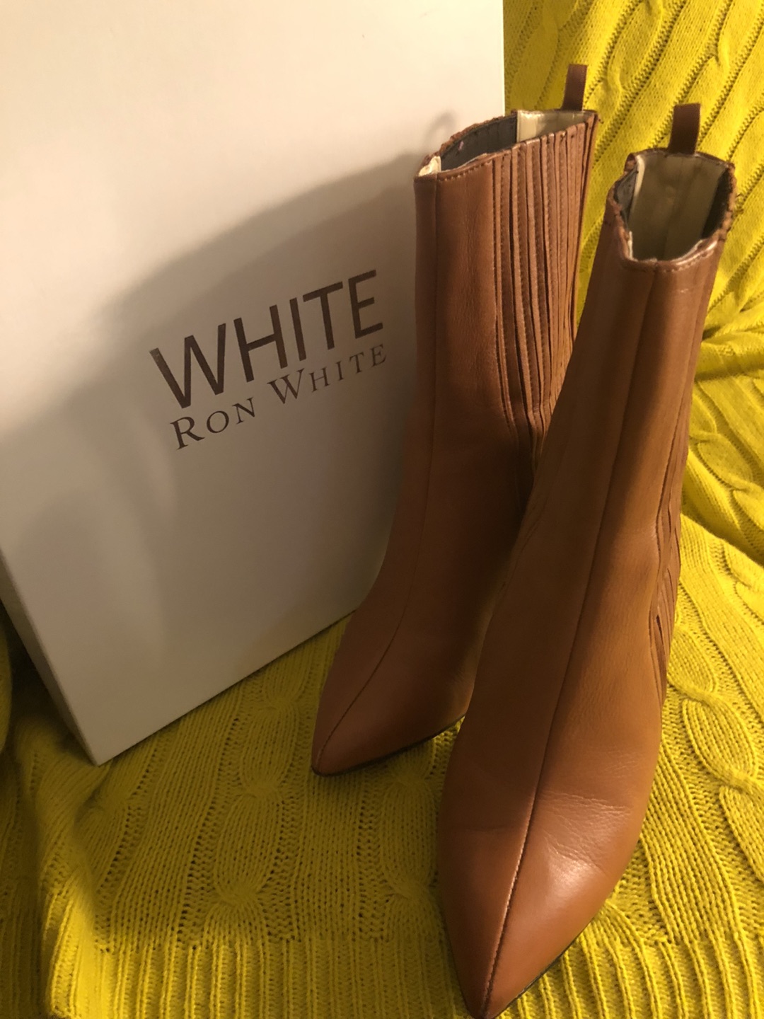 Ron white leather boots