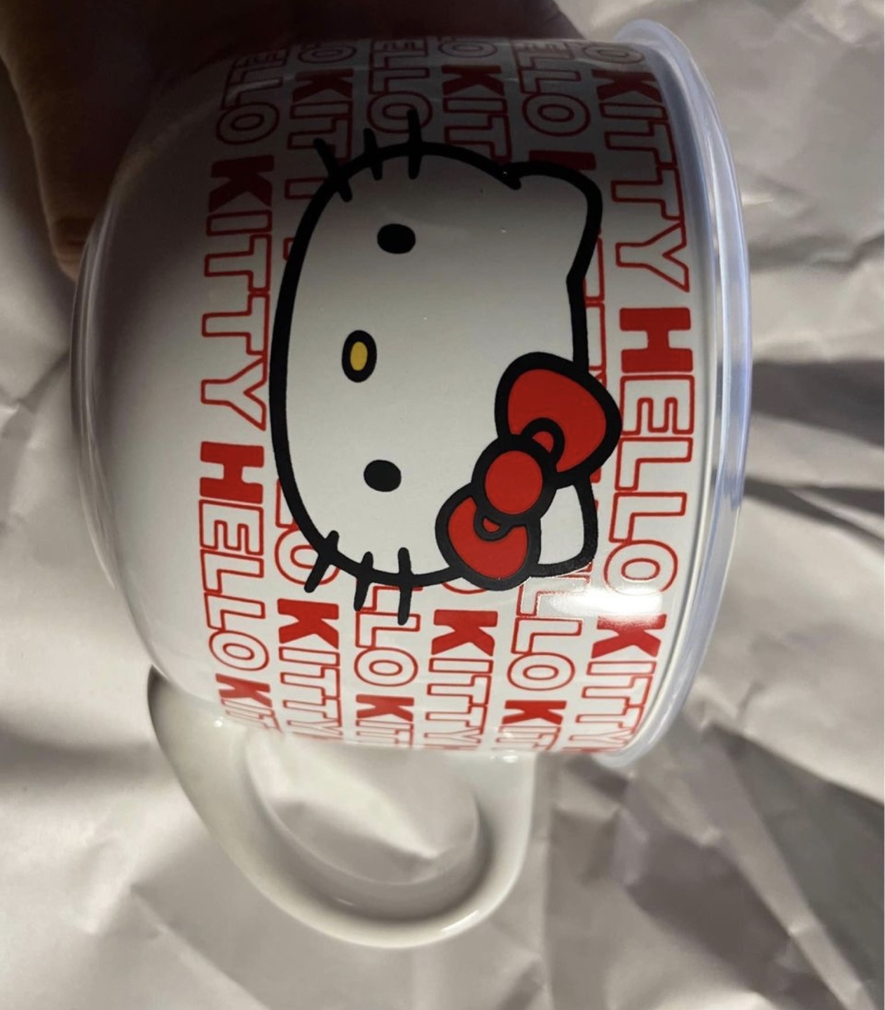 Hello kitty ceramic soup mug with lid thumbnail
