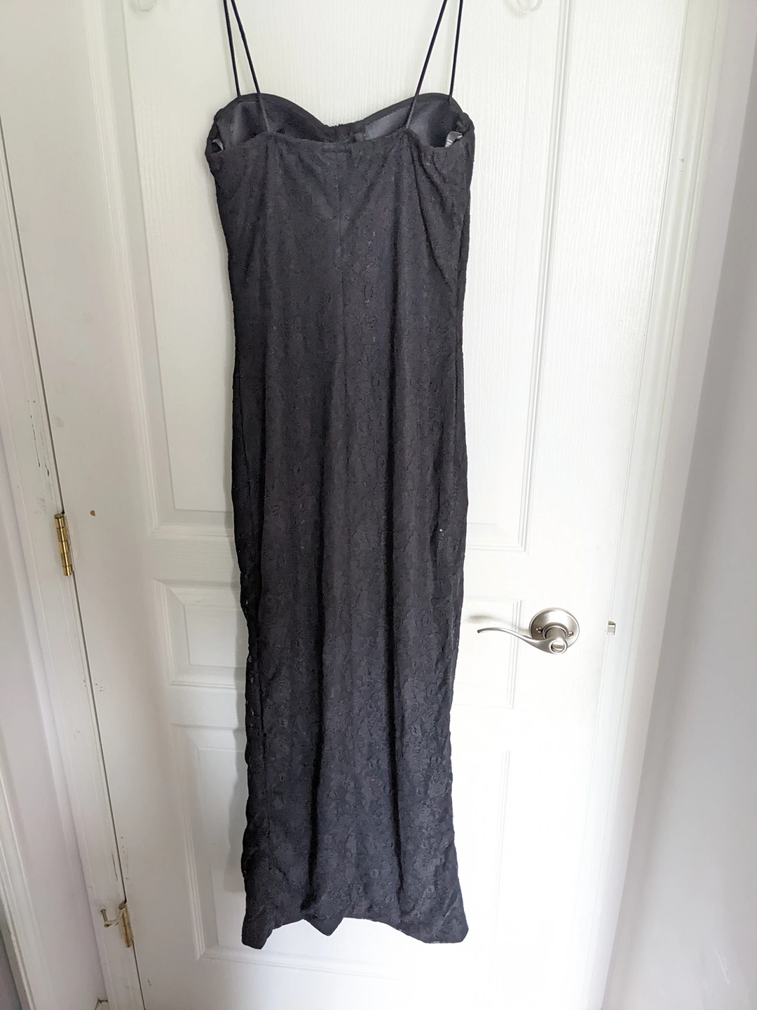 Lori Ann Montreal Black Floral lace long Dress image indicator(3)