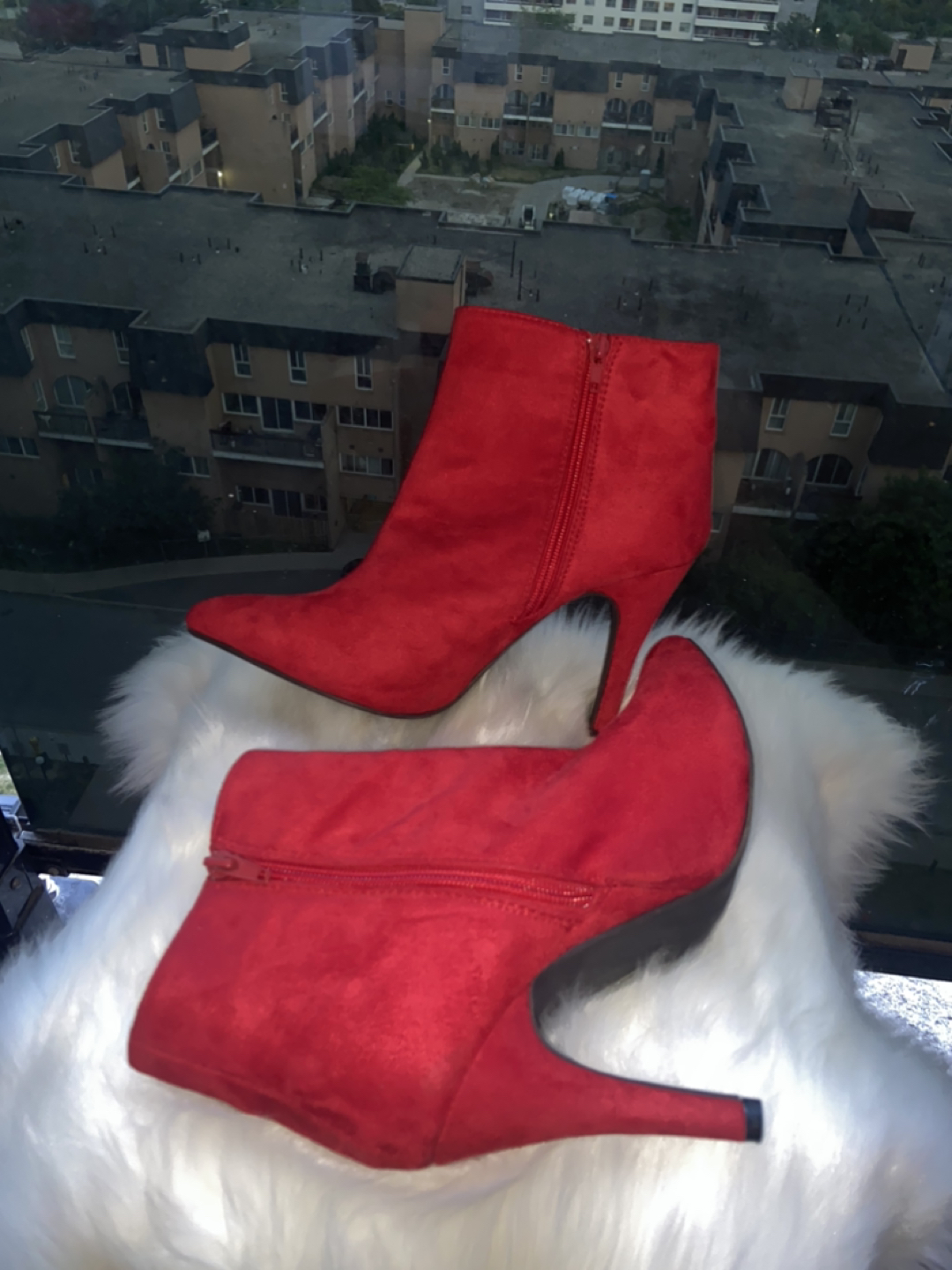 Women’s Red Suede Ankle Heel Boots👠⭐️ image indicator(5)