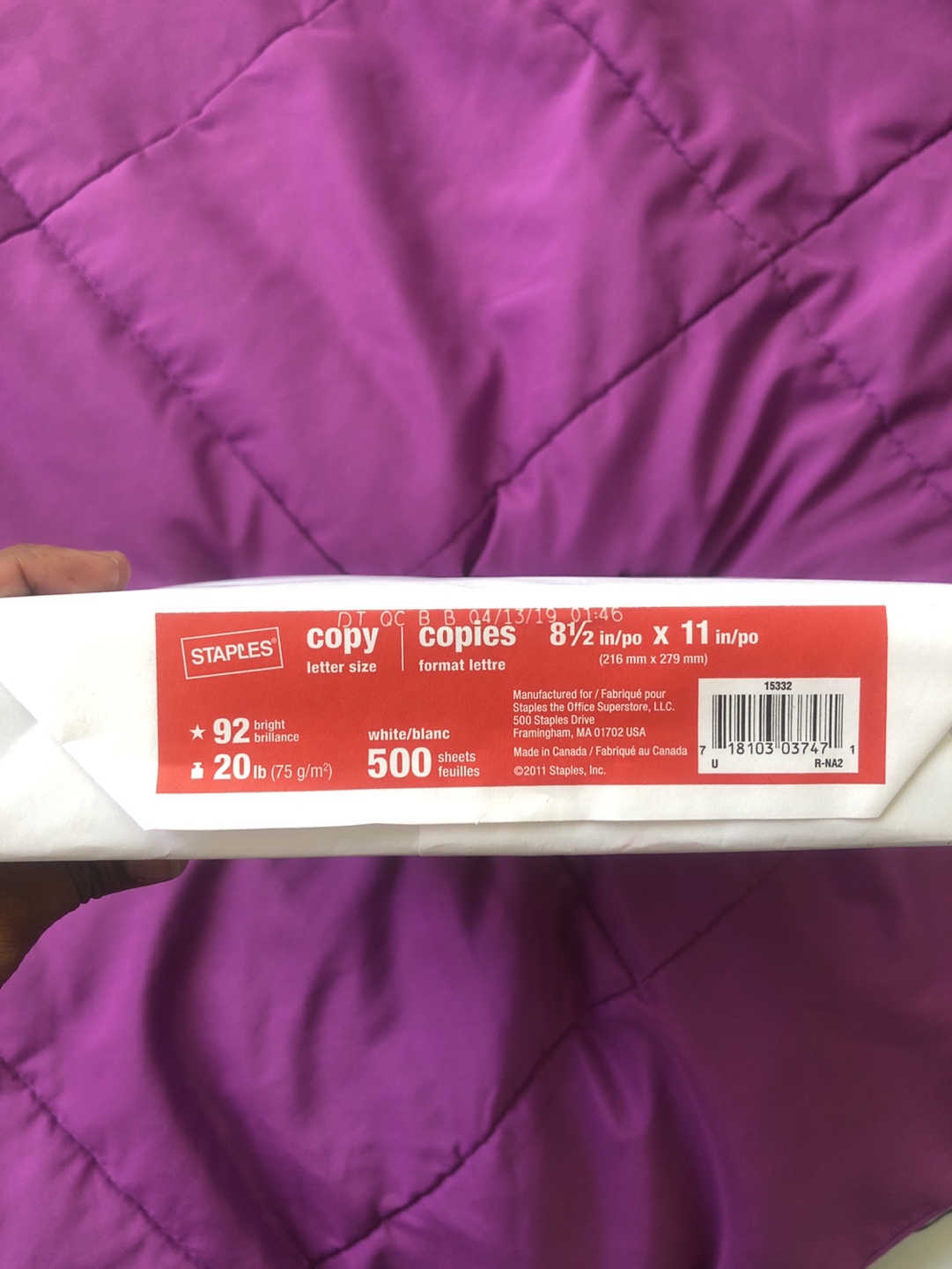 500 blank sheet paper - STAPLES #freecycle
