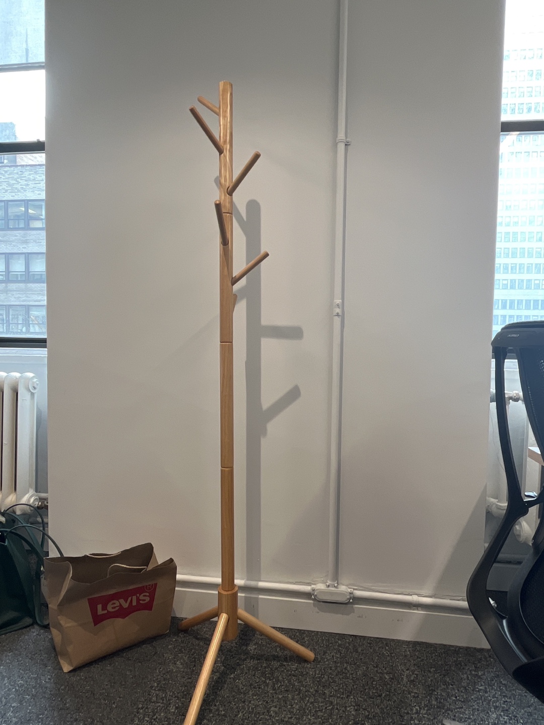 Solid wood coat rack