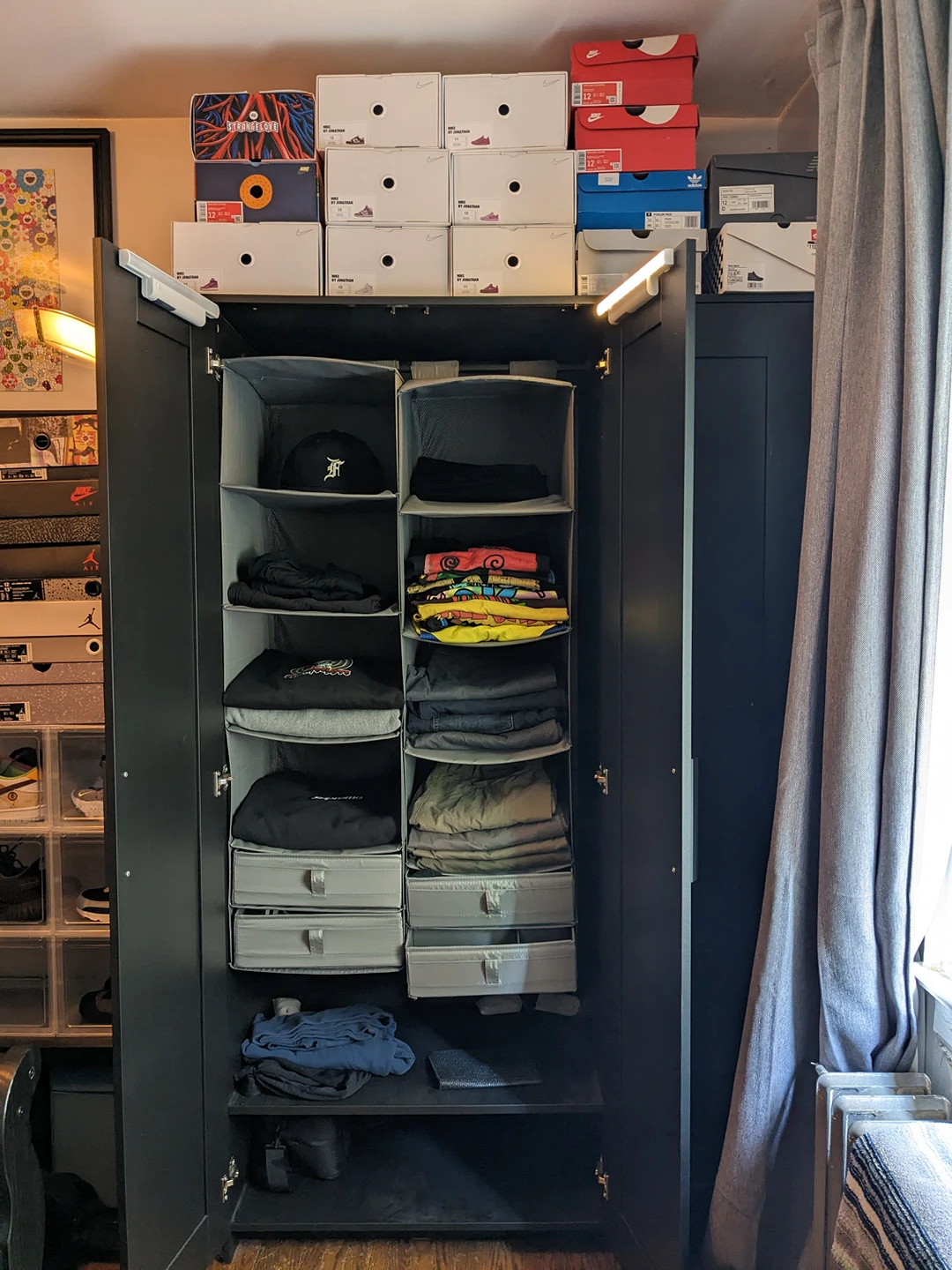 BRIMNES Wardrobe with 3 doors, black, 117x190 cm (46x74 3/4 ") - photo 2