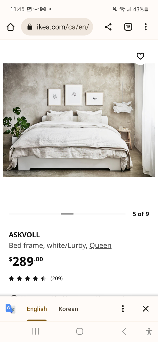 Ikea queen bed frame used only 9 months 