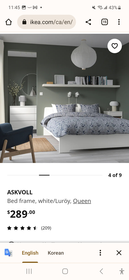 Ikea queen bed frame used only 9 months  - photo 2