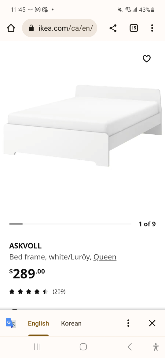 Ikea queen bed frame used only 9 months  - photo 3