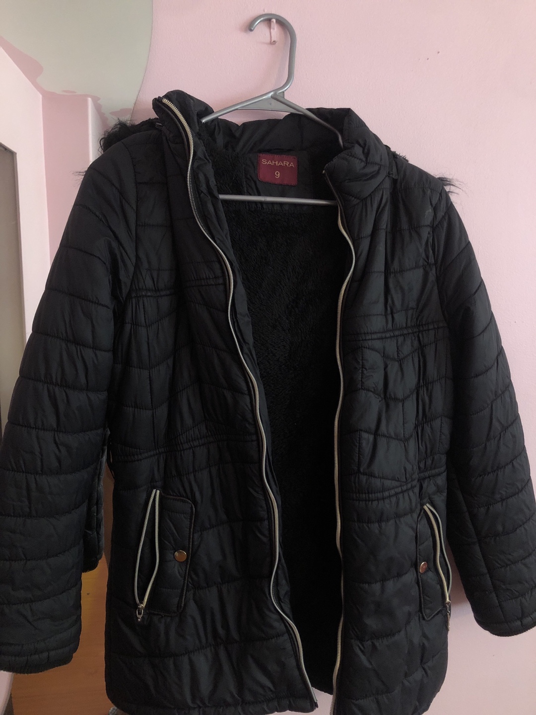 Hooded black coat