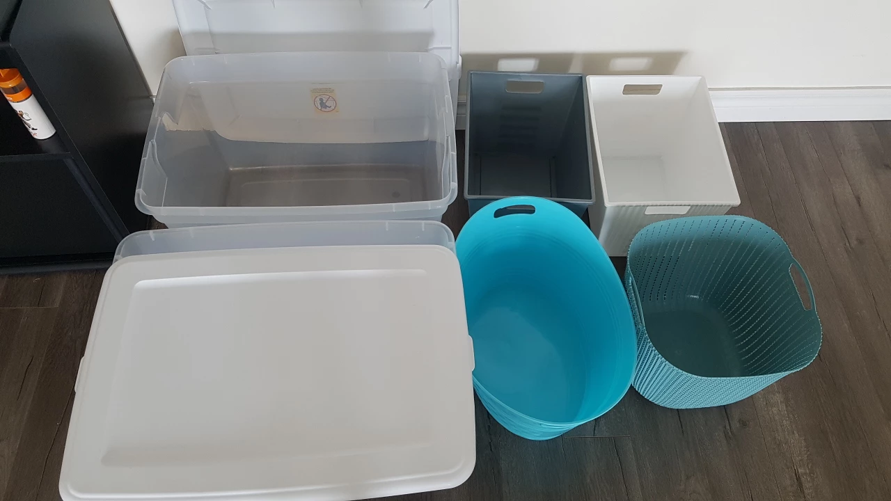 organize boxes and baskets