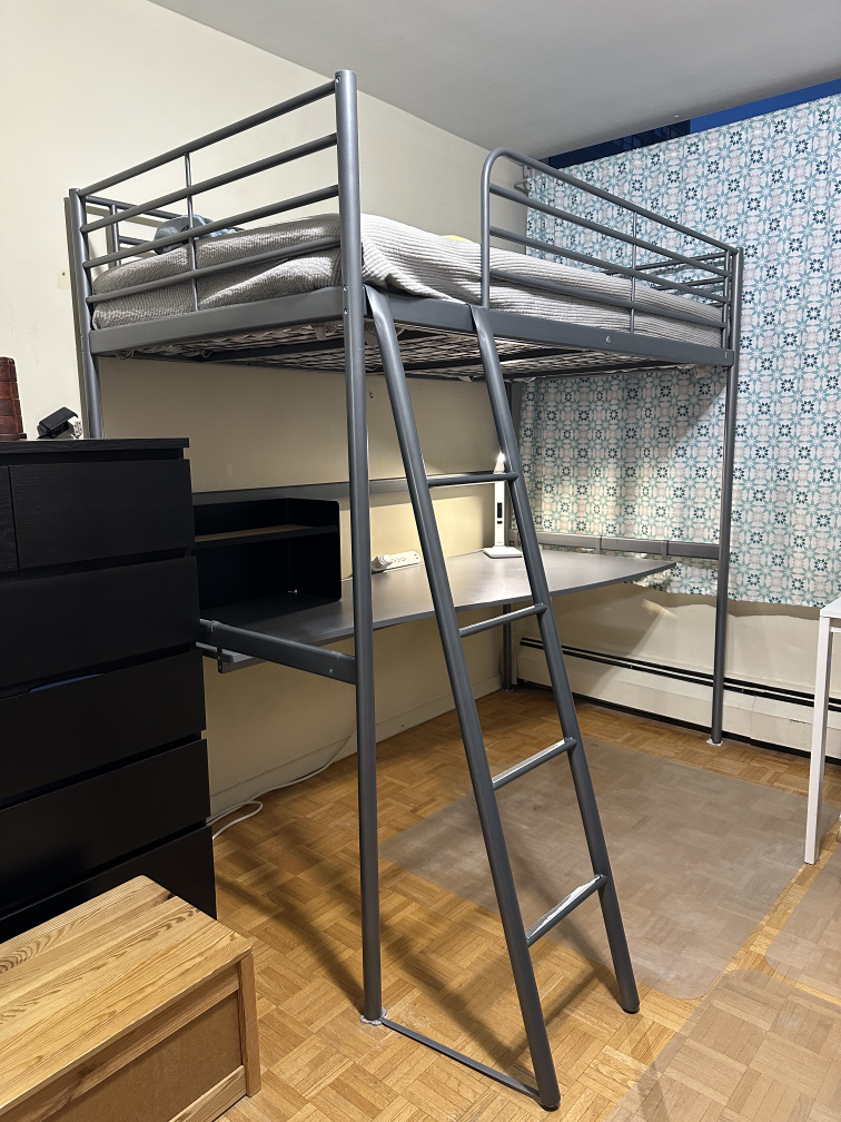 ikea twin size loft bed frame with desk top