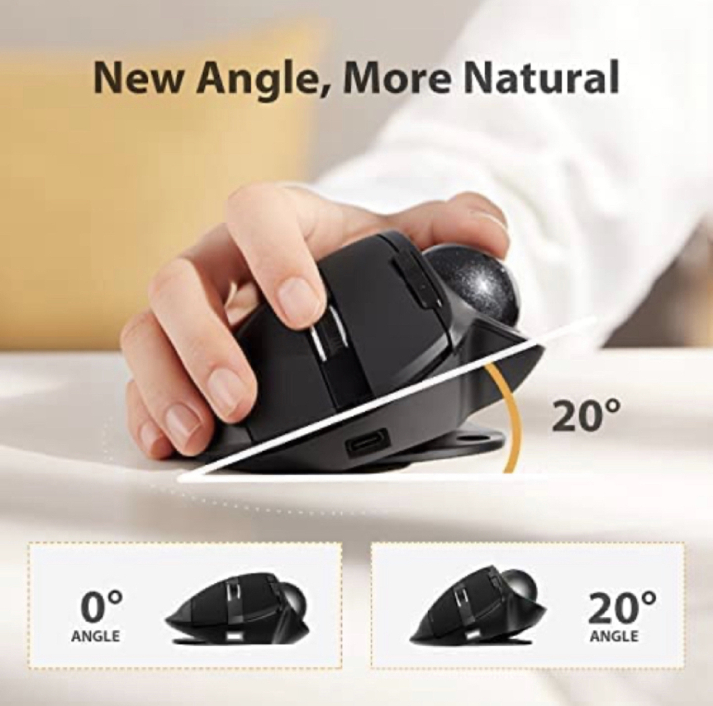 RGB Wireless Mouse ProtoArc Ergonomic Rechargeable Rollerball image indicator(3)