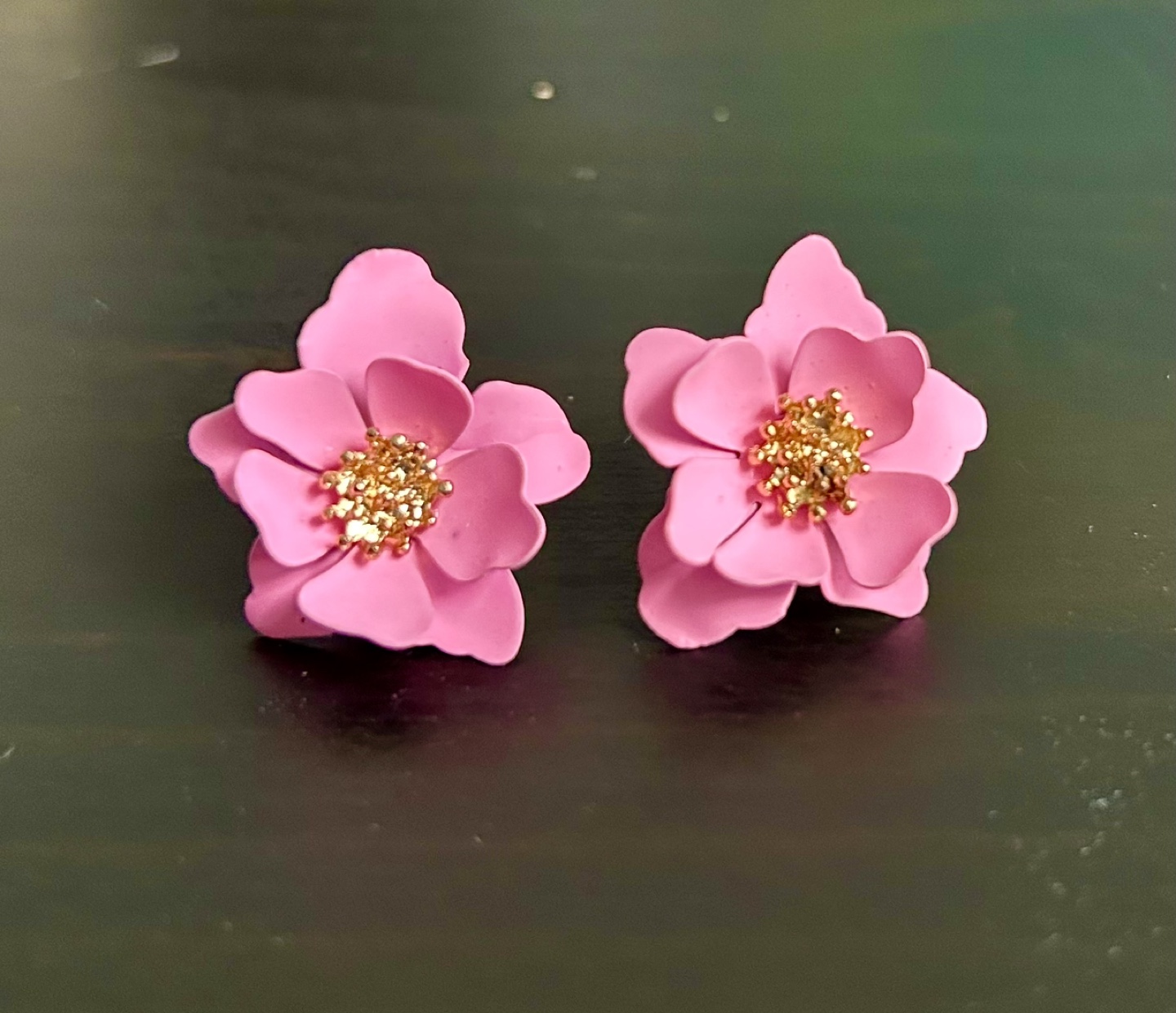 NEW Pink flower earrings image indicator(3)