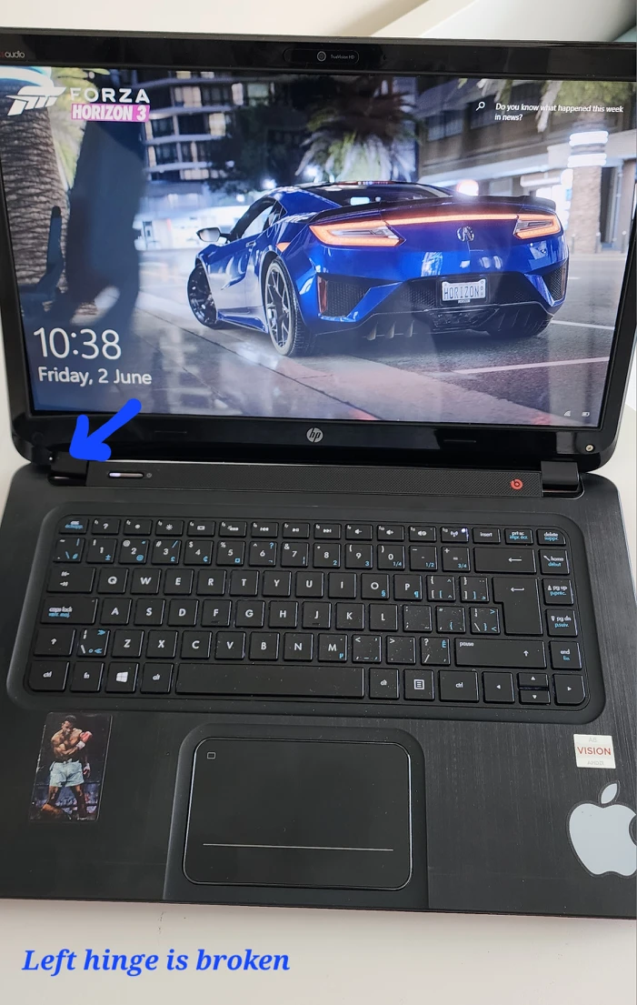 Hp sleekbook 15.6 inch 8GB ram (broken left hinge) image indicator(5)