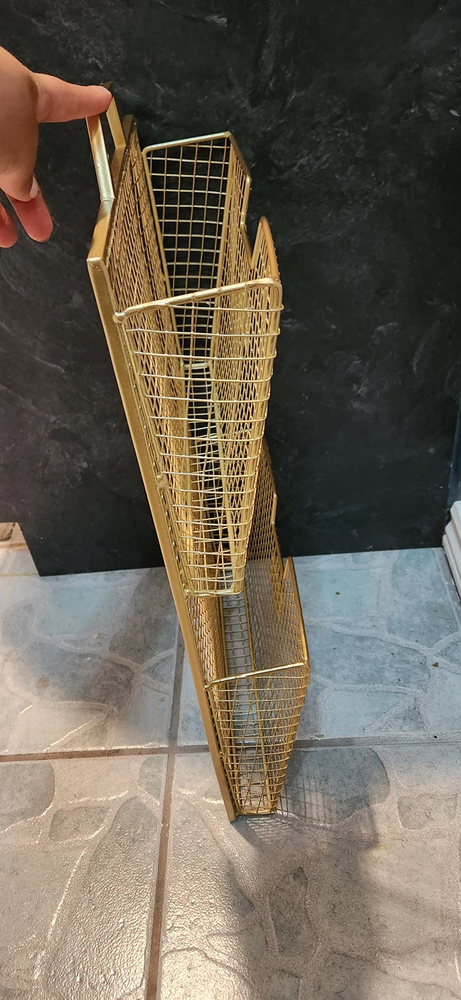 gold metal mesh hanging document folder filing wall - photo 3