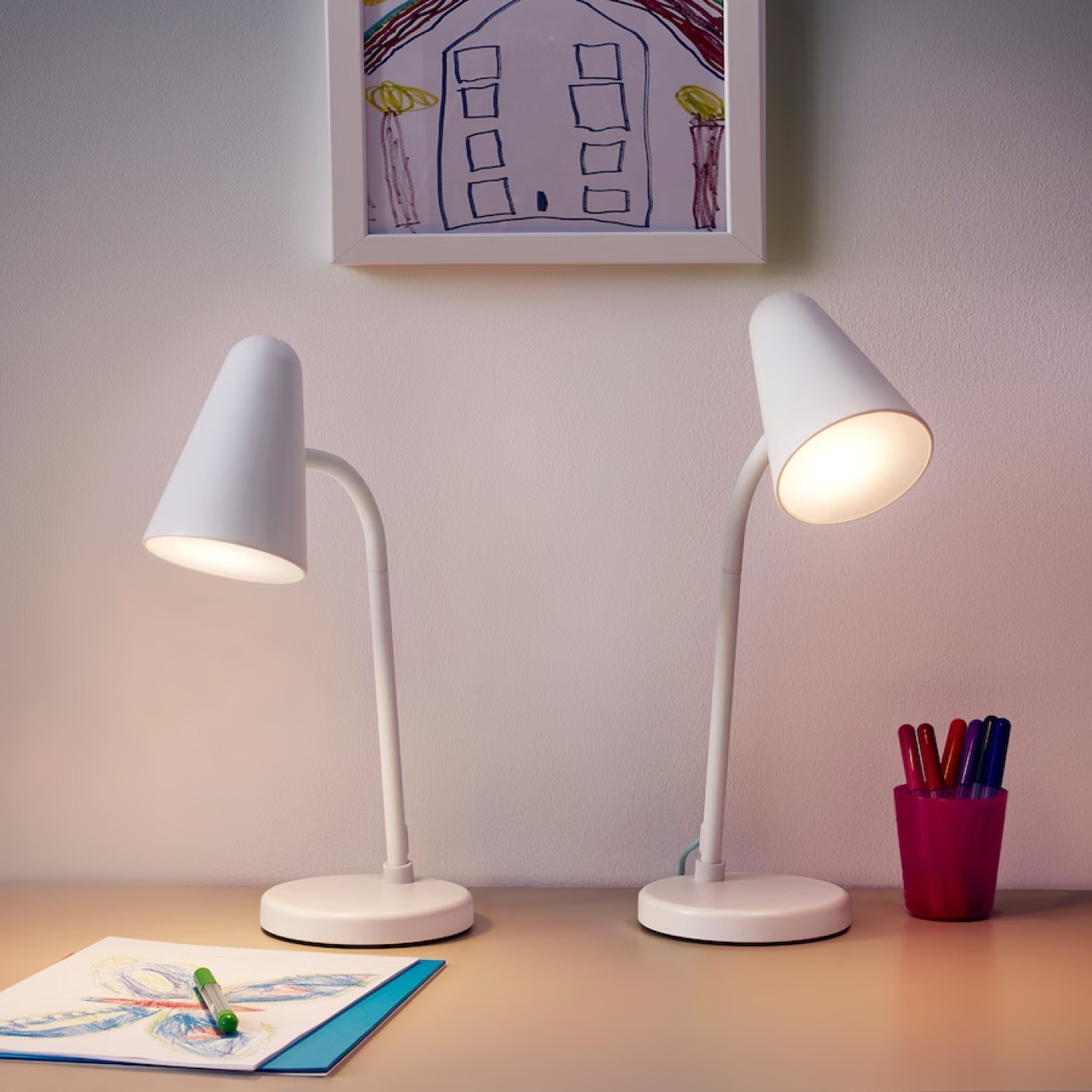 Set of white LED work/ children lamps (x2)