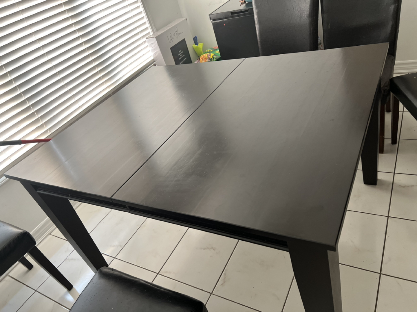 Solid wood heavy dining table extends to 7ft long
