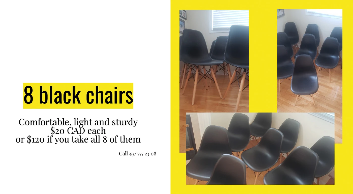 great combo. 8 comfortable black chairs