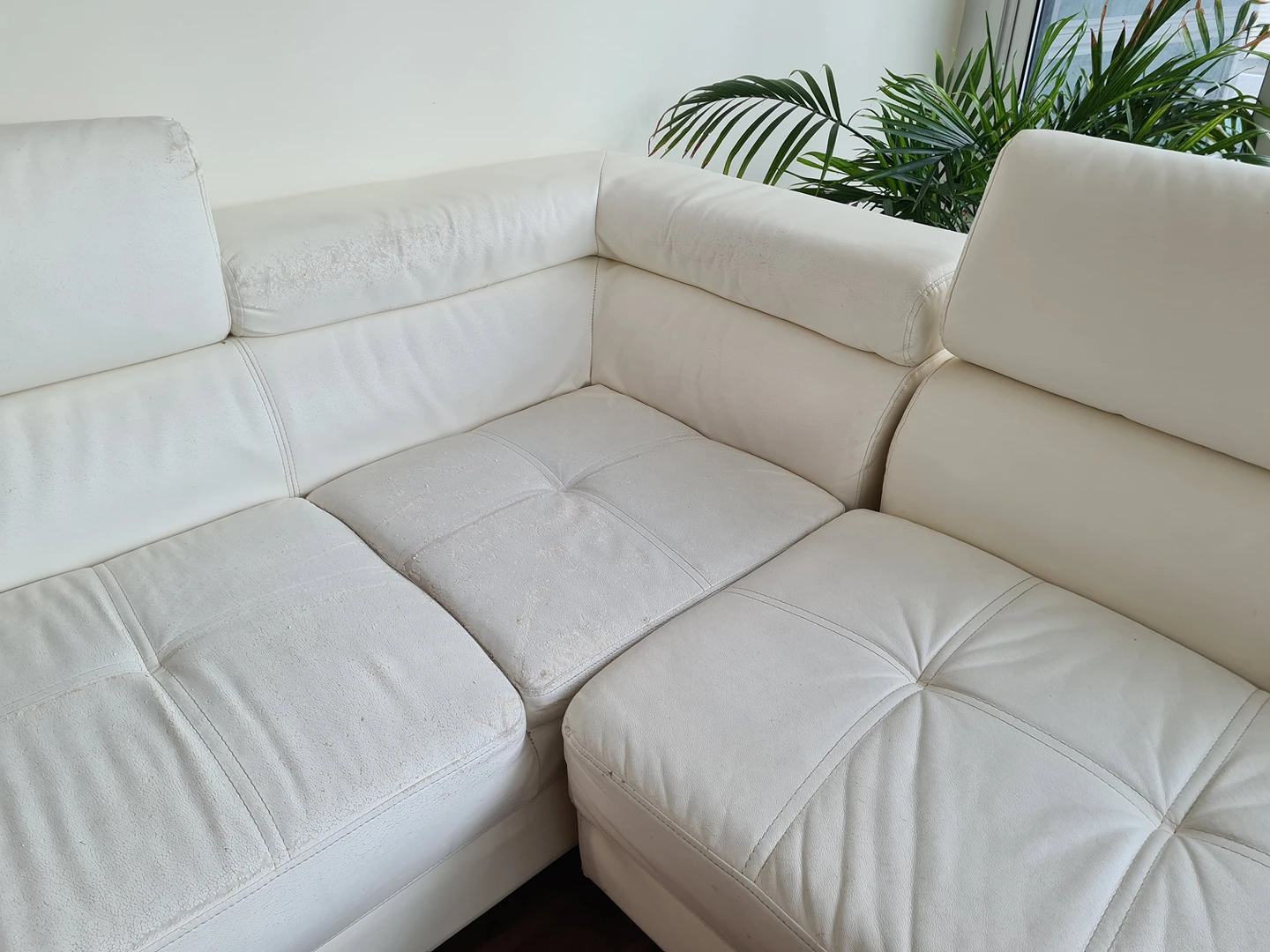 White Sectional Sofa- Seats 6, Reclining Headrests - photo 4