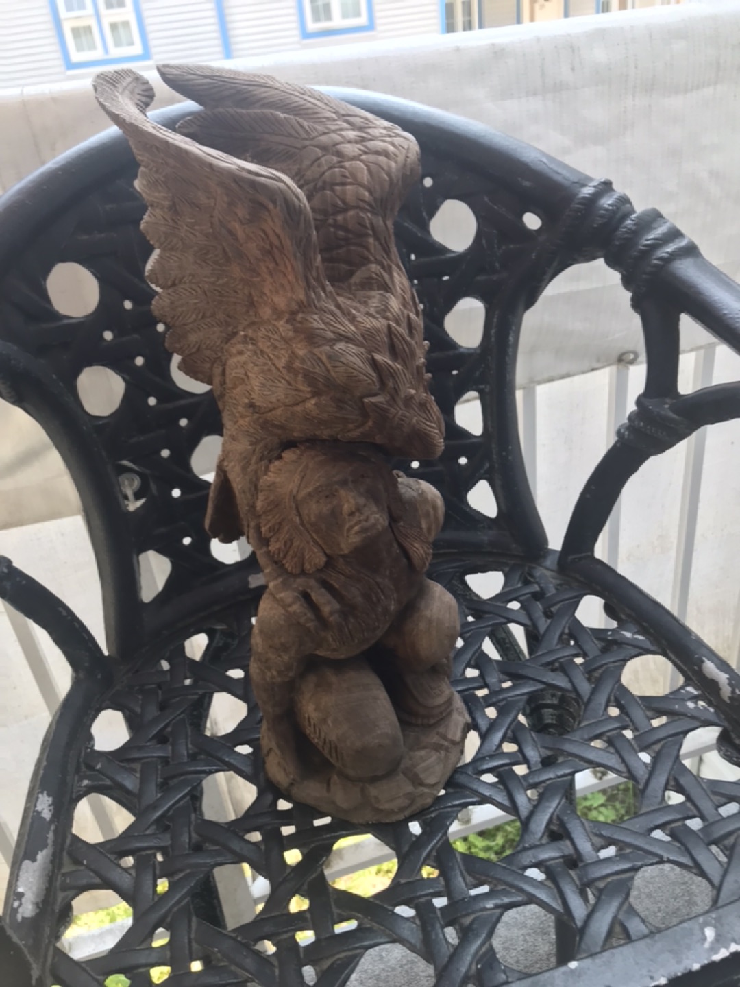 Indigenous of an eagle in setting on a person