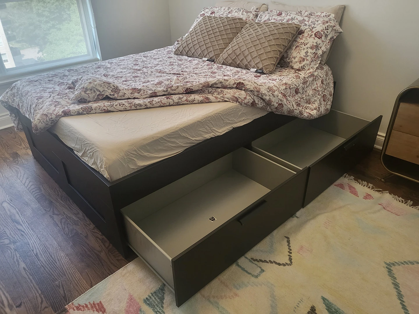 ikea double bed with four drawer and bloom mattress - photo 2