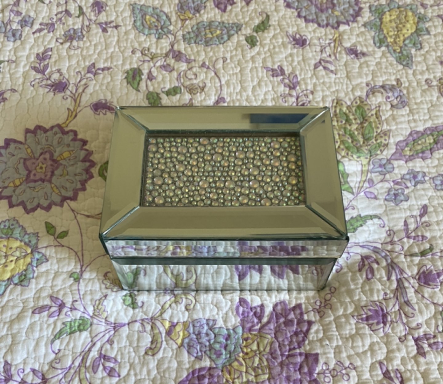 Mirror jewelry box, black velvet interior