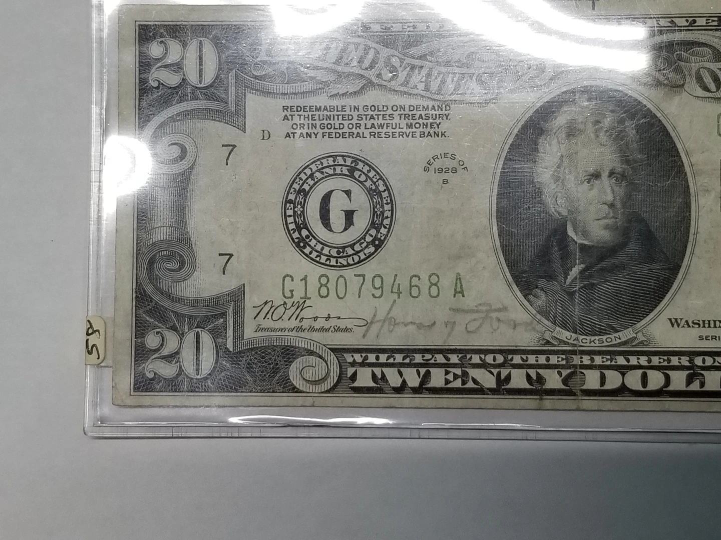 1928-B $20 Dollar Bill Federal Reserve Note Gold Clause Chicago image indicator(4)