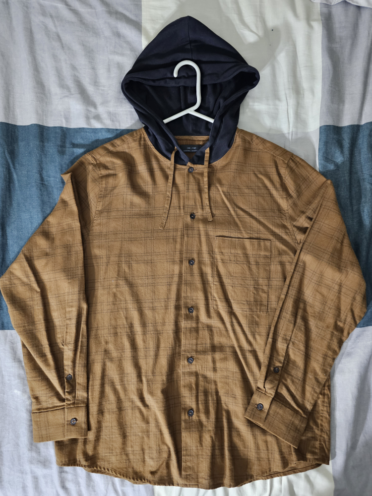 Oak + Fort Large Hooded Khaki Flannel thumbnail