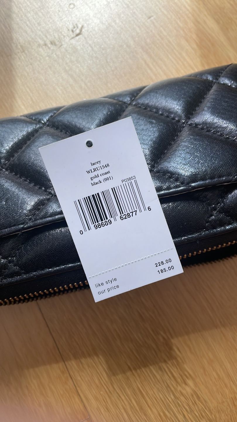 NEW Kate Spade Black Leather Quilted Zip Wallet - photo 2