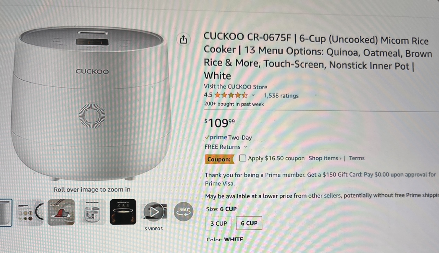 Cuckoo rice cooker (last chance!)