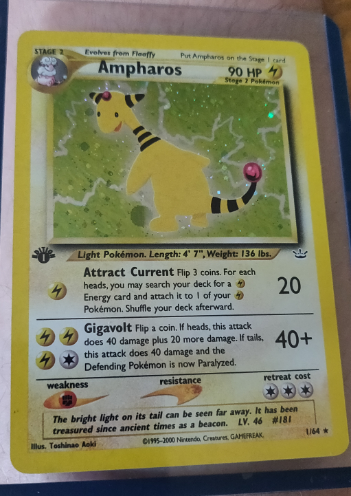 1st Edition Holo Ampharos Pokemon Card thumbnail