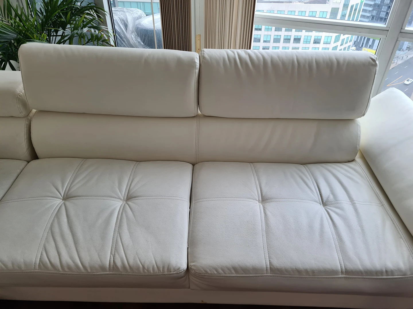 White Sectional Sofa- Seats 6, Reclining Headrests - photo 5