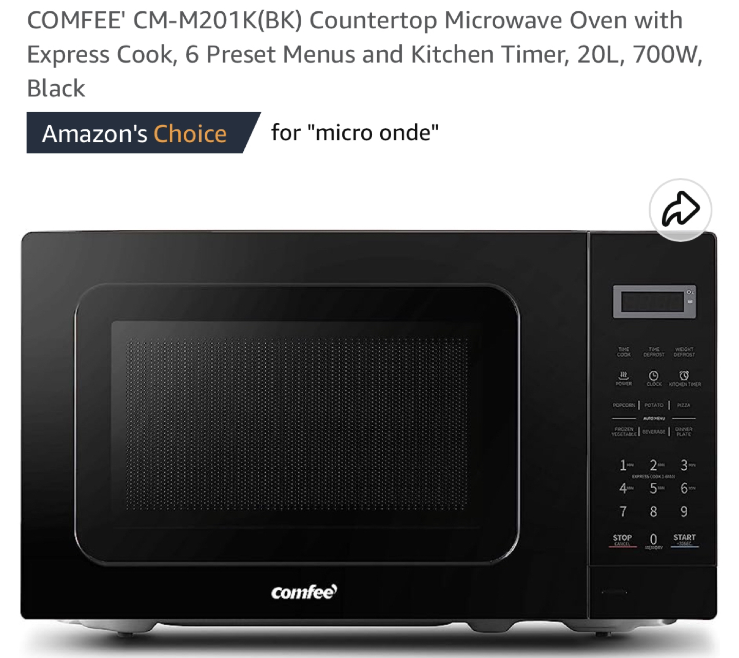 Comfee countertop microwave oven