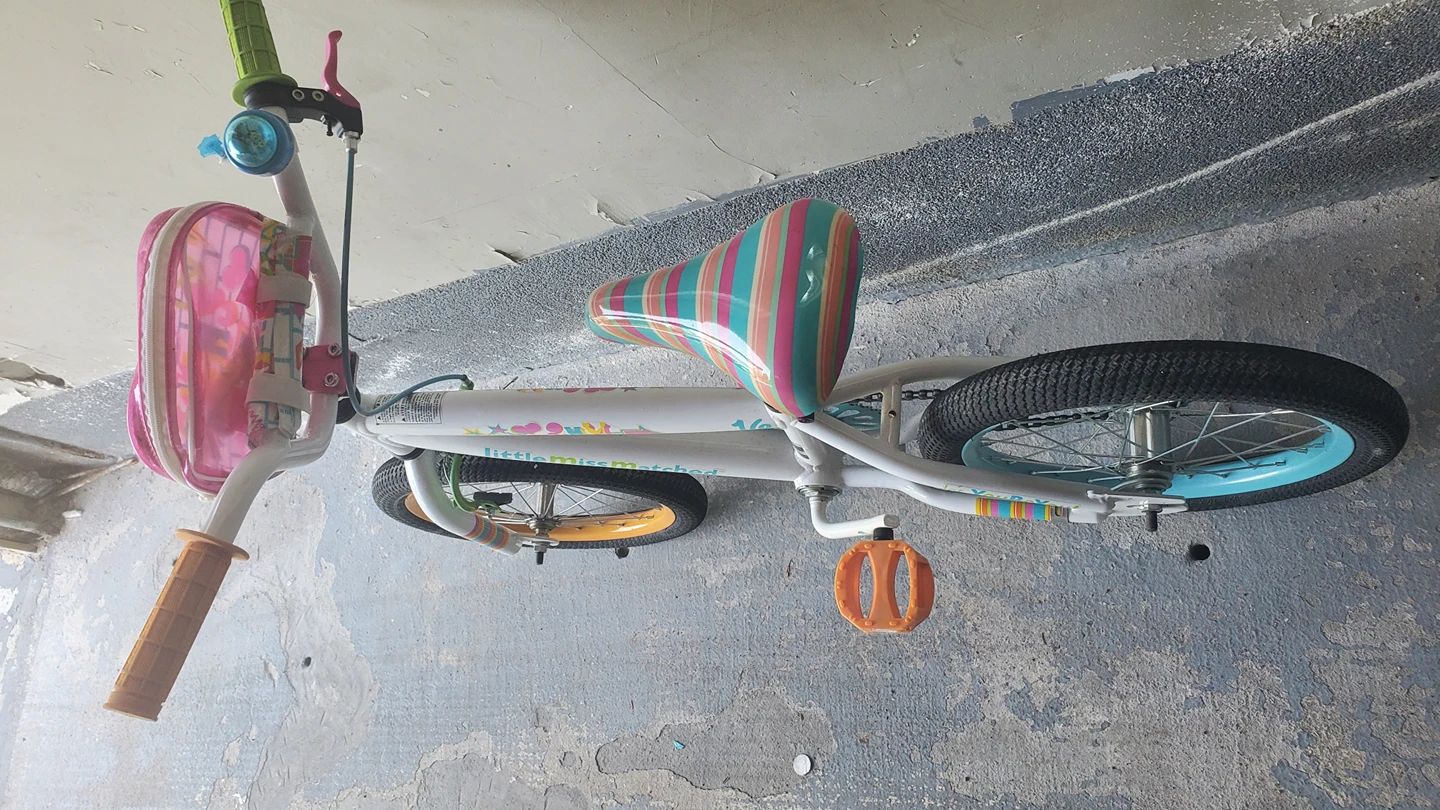 girls bike with bell and storage on front