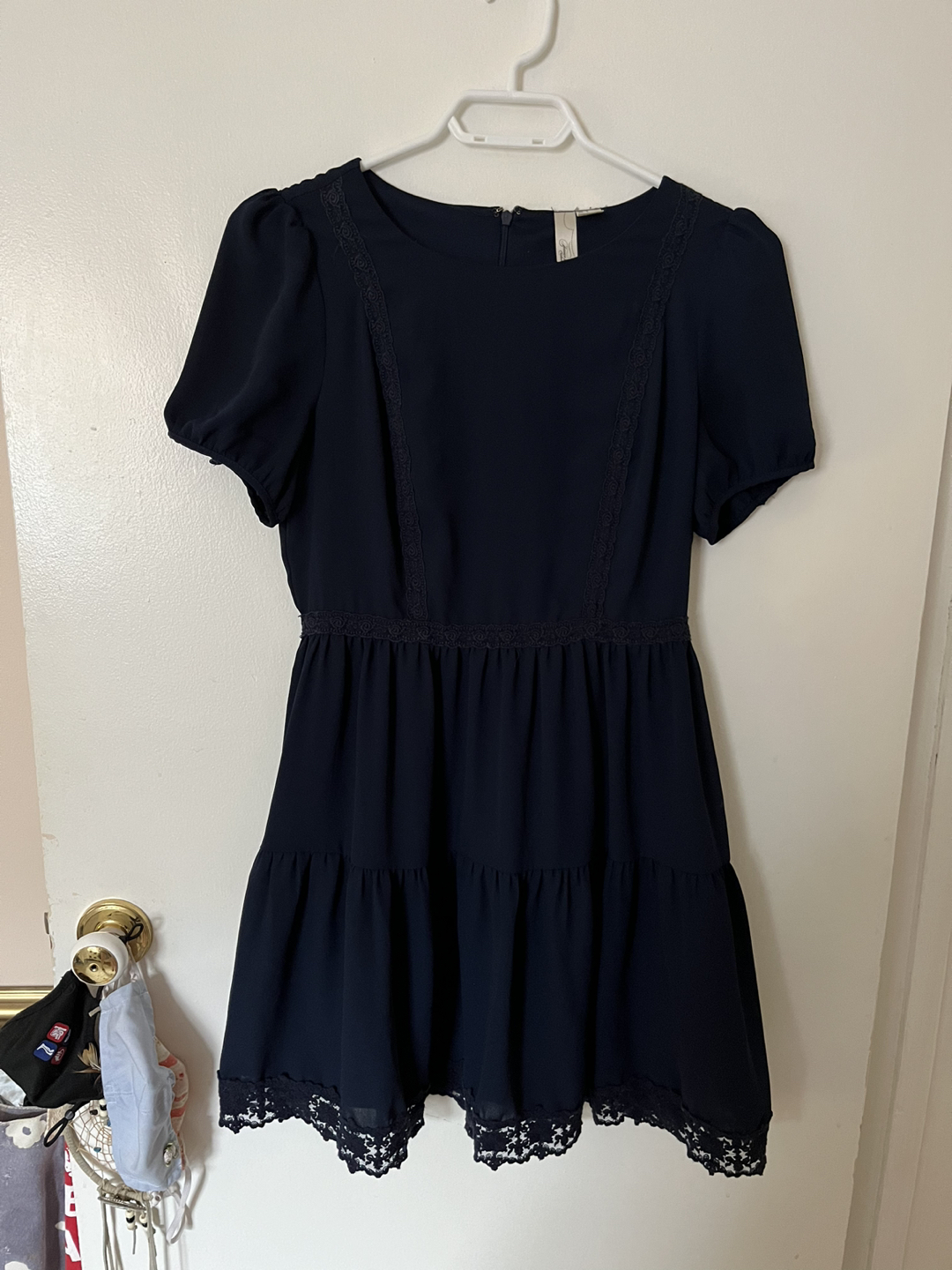 Navy blue dress lined - photo 2