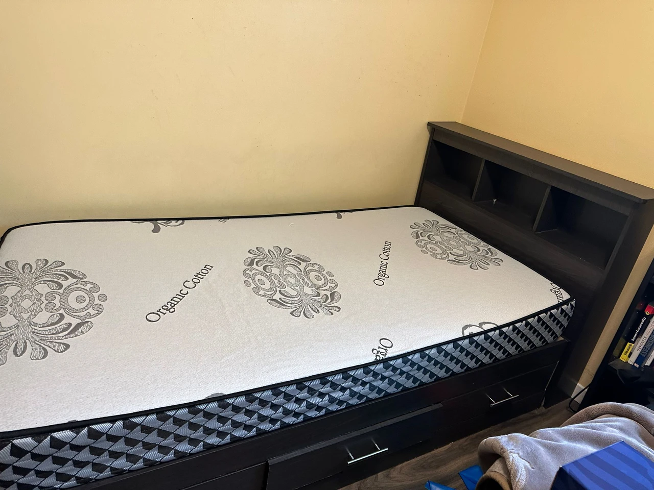2 twin beds with mattresses